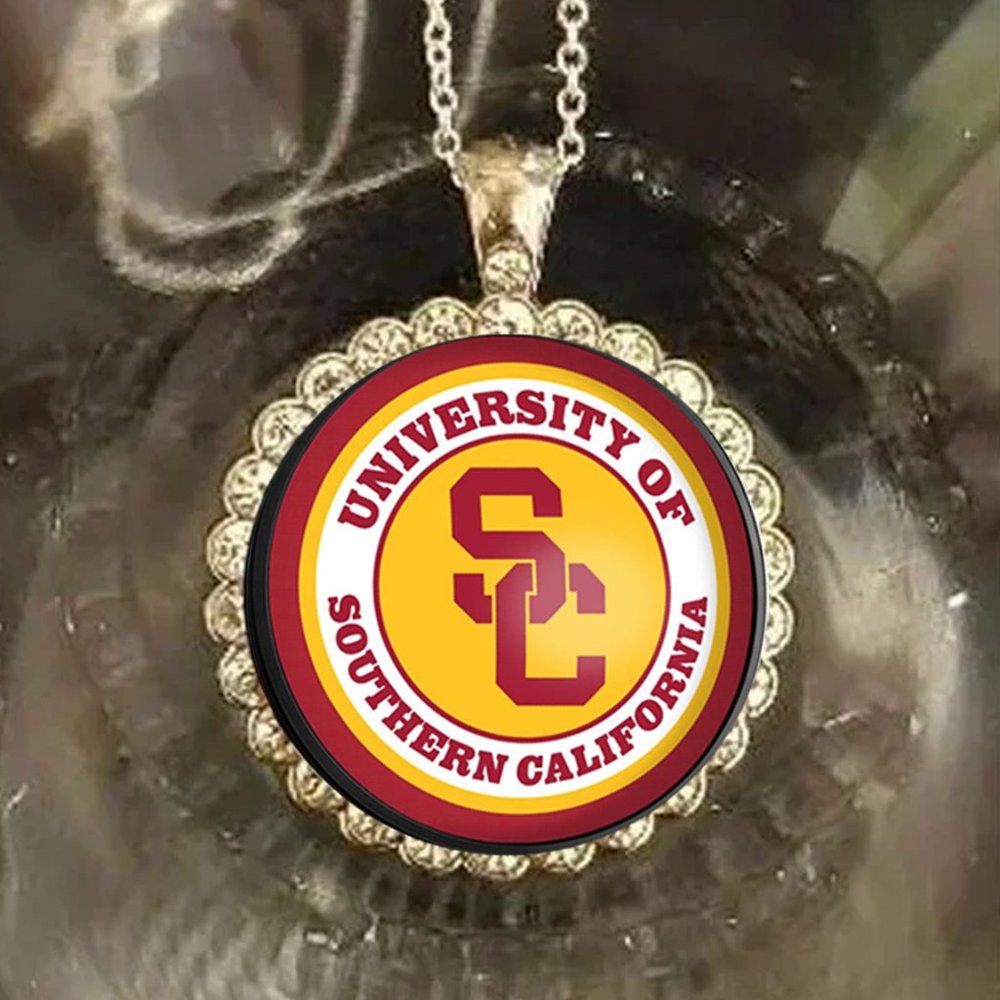 USC UNIVERSITY OF SOUTHERN CALIFORNIA TROJANS 925 Silver Rhinestones  Ne…